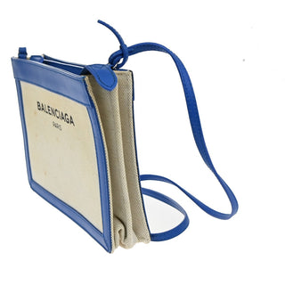 Balenciaga Navy Pochette Canvas and Leather