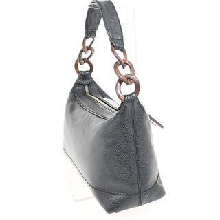 Chanel Vintage Wood Chain CC Shoulder Bag Caviar