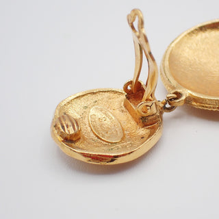 Chanel CC Lion Head Drop Earrings Metal