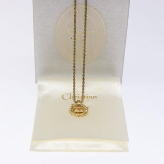 Christian Dior CD Round Pendant Necklace Metal