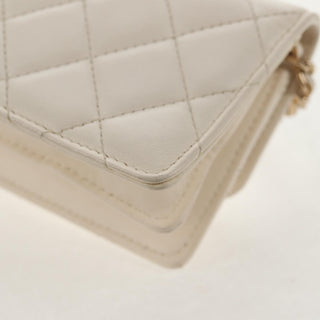 Chanel Camellia Bow Flap Card Holder with Chain Quilted Lambskin