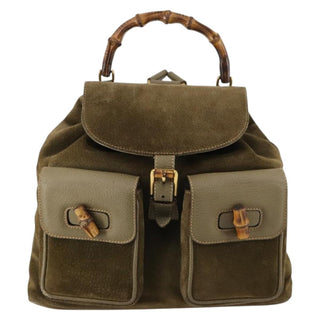 Gucci Vintage Bamboo Backpack Suede
