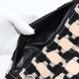 Chanel Classic Single Flap Bag Quilted Houndstooth Tweed and Ribbon