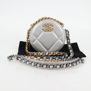 Chanel 19 Round Clutch with Chain Quilted Leather