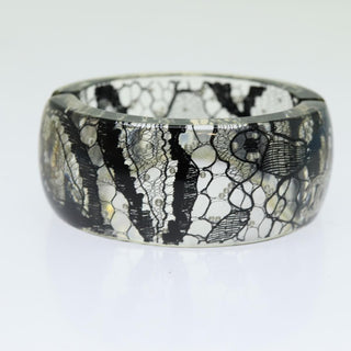 Chanel CC Hinged Bangle Bracelet Resin with Lace and Faux Pearls