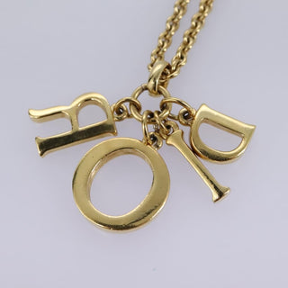 Christian Dior Logo Pendant Necklace Metal with Crystal