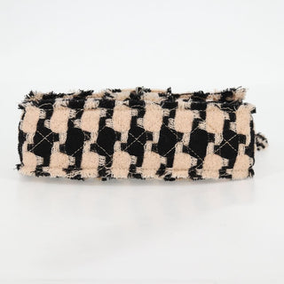 Chanel Classic Single Flap Bag Quilted Houndstooth Tweed and Ribbon