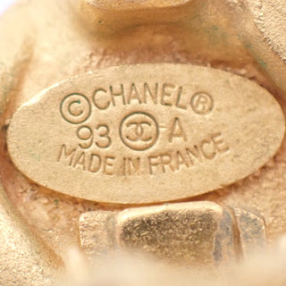 Chanel Vintage Round Clip-On Earrings Metal with Faux Pearl
