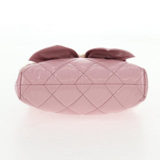 Chanel Bow Frame Clutch With Chain Quilted Patent with Lambskin