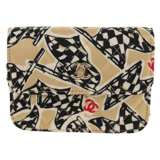 Chanel Flap Card Holder on Chain Quilted Printed Canvas