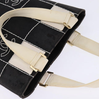 Chanel Chocolate Bar CC Logo Tote Canvas