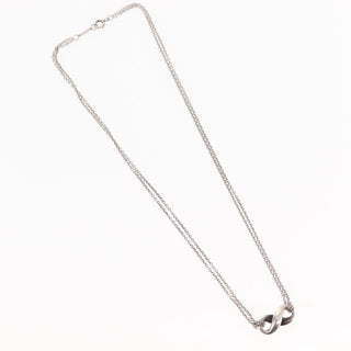 Tiffany & Co. Infinity Double Chain Pendant Necklace Silver