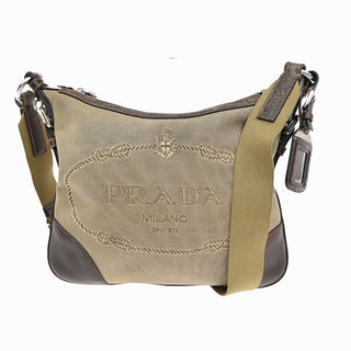 Prada Logo Messenger Bag Canvas and leather