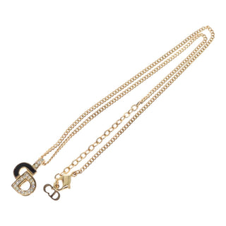 Christian Dior CD Pendant Necklace Metal and Crystals