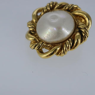 Chanel Vintage Round Clip-On Earrings Metal with Faux Pearl