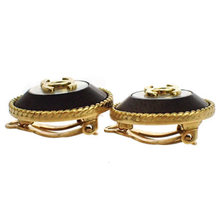 Chanel Vintage CC Round Button Clip-On Earrings Metal