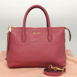 Miu Miu Convertible Madras Side Zip Satchel Grainy Leather