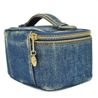 Chanel Vintage Timeless Zip Around Vanity Case Denim