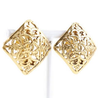 Chanel Vintage CC Square Clip-On Earrings Metal