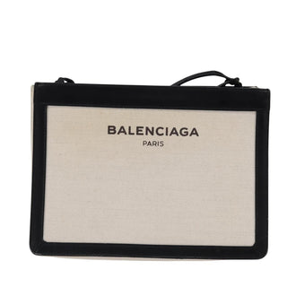 Balenciaga Navy Pochette Canvas and Leather