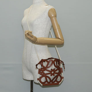 Loewe Anagram Drawstring Bucket Crossbody Bag Leather with Canvas