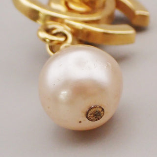 Chanel Vintage CC Drop Clip-On Earrings Metal with Faux Pearl