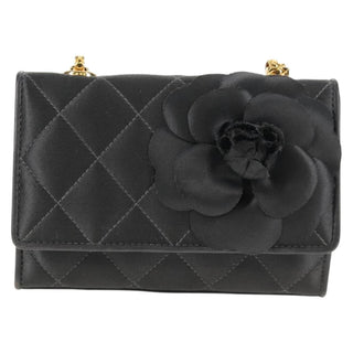 Chanel Vintage Camellia Flap Crossbody Bag Satin and Mesh
