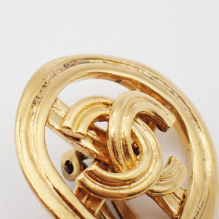 Chanel Vintage CC Round Cutout Clip-On Earrings Metal
