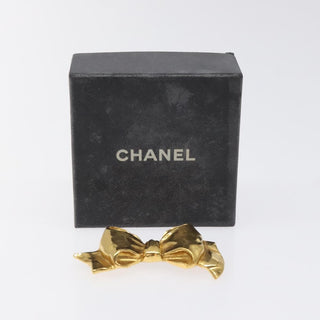 Chanel Vintage CC Bow Brooch Felt with Faux Pearls
