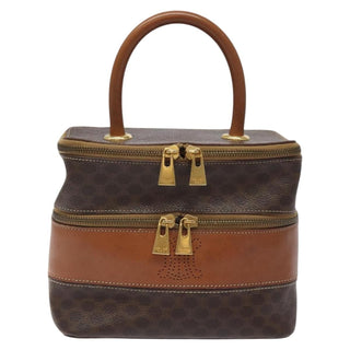 Celine Vintage Double Zip Vanity Case Macadam Coated Canvas