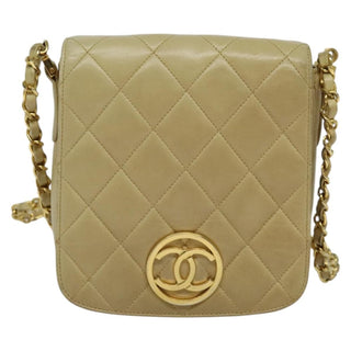 Chanel Logo Chain Shoulder Bag Leather