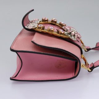 Miu Miu Madras Crystal Buckle Shoulder Bag Leather