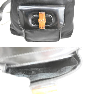 Gucci Vintage Bamboo Backpack Nylon and Patent Leather