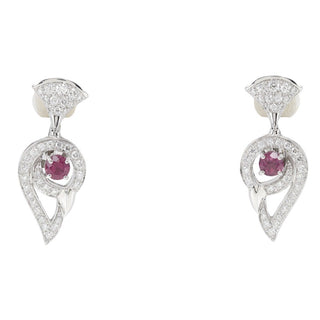 Bvlgari Divas' Dream clip Earrings K18 white gold / Ruberite tourmaline / diamond