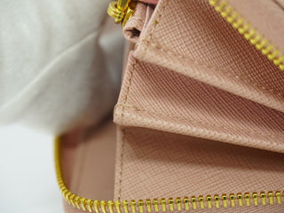 Prada Bow Zip Around Wallet Saffiano Leather