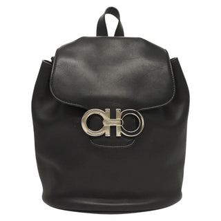 Salvatore Ferragamo Gancini Flap Drawstring Backpack Leather