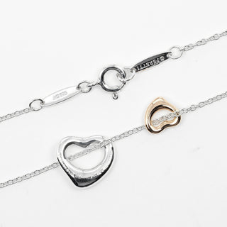 Tiffany & Co. Elsa Peretti Double Open Heart Pendant Necklace Sterling Silver and 18K Rose Gold