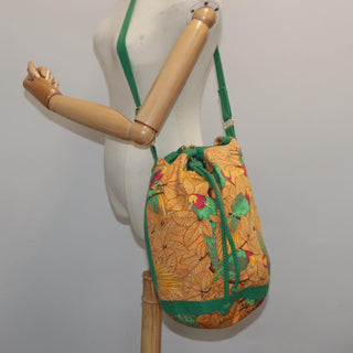 Hermes Vintage Drawstring Bucket Shoulder Bag Printed Canvas