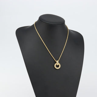 Christian Dior CD Round Pendant Necklace Metal and Crystals