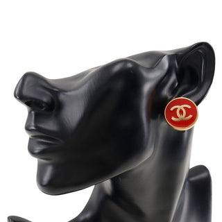 Chanel Vintage CC Round Clip-On Earrings Metal