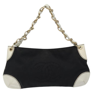 Chanel Vintage Olsen CC Chain Shoulder Bag Canvas and Leather