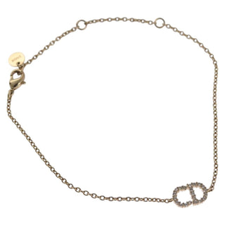 Christian Dior Vintage CD Pendant Necklace Metal with Crystals