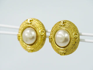Chanel CC Hoop Clip-On Earrings Crystal Embellished Metal