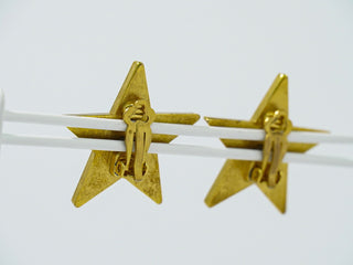 Chanel CC Star Dangle Earrings Metal with Enamel