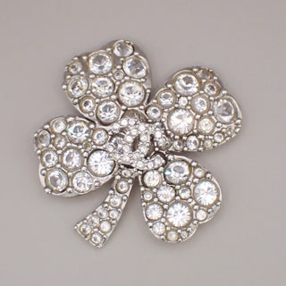 Chanel Coco Clover Brooch Crystal Embellished Metal