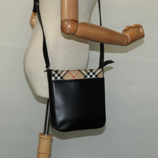 Burberry Front Pocket Flap Messenger Leather with Vintage Check Canvas