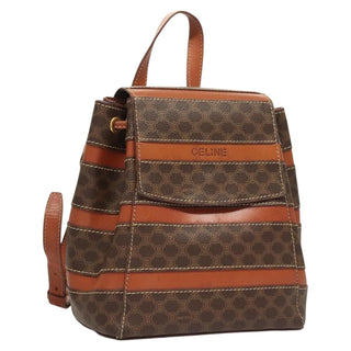 Celine Vintage Drawstring Flap Backpack Macadam Coated Canvas