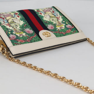 Gucci Ophidia Chain Shoulder Bag Flora GG Coated Canvas
