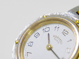 Hermes Clipper Quartz Watch Stainless Steel with Plated Metal and Mother of Pearl