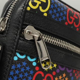 Gucci Front Zip Messenger Bag Psychedelic Print GG Coated Canvas